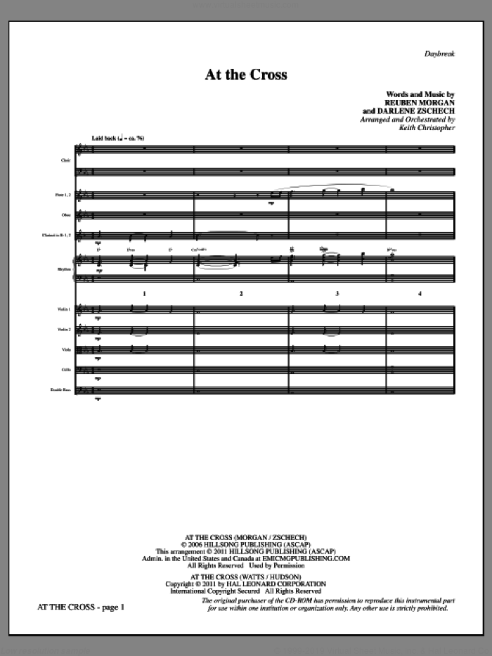 At The Cross (complete set of parts) sheet music for orchestra/band (Orchestra) by Keith Christopher, Darlene Zschech, Isaac Watts, Ralph Hudson and Reuben Morgan, intermediate skill level