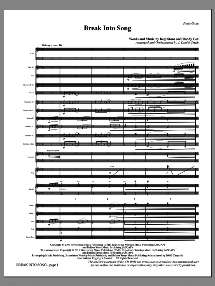 Break Into Song (complete set of parts) sheet music for orchestra/band (Orchestra) by Regi Stone, Randy Cox and J. Daniel Smith, intermediate skill level