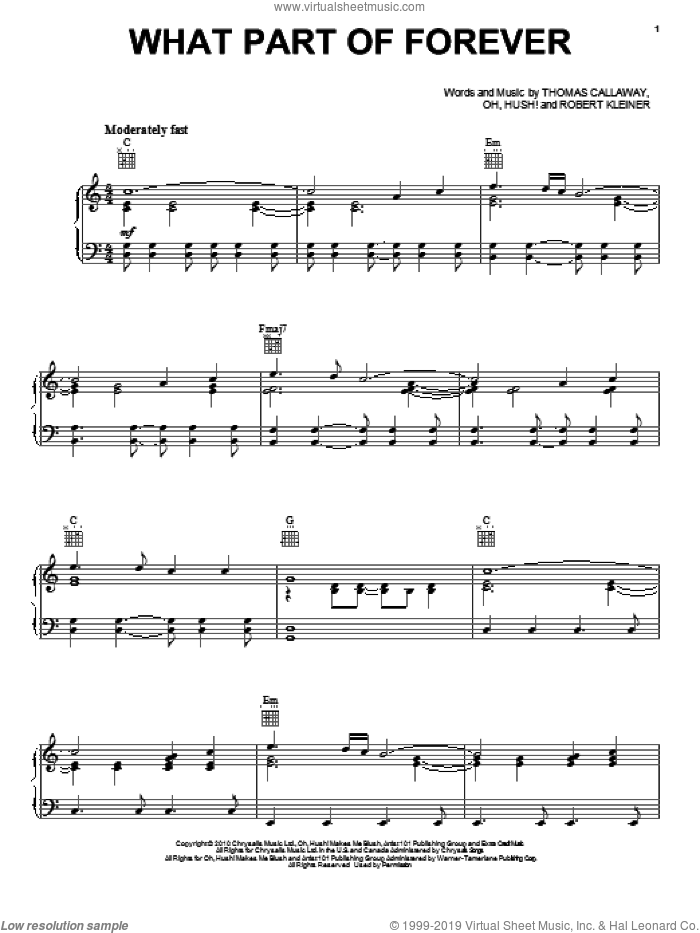What Part Of Forever sheet music for voice, piano or guitar by Cee Lo Green, Robert Kleiner and Thomas Callaway, intermediate skill level