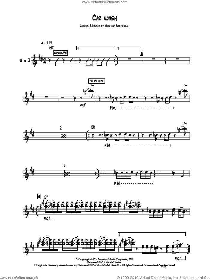 Car Wash sheet music for guitar solo (chords) by Rose Royce, Christina Aguilera and Norman Whitfield, easy guitar (chords)