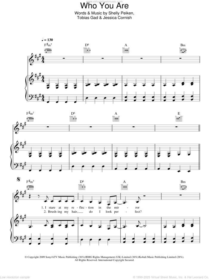 Who You Are sheet music for voice, piano or guitar by Jessie J, Jessica Cornish, Shelly Peiken and Toby Gad, intermediate skill level