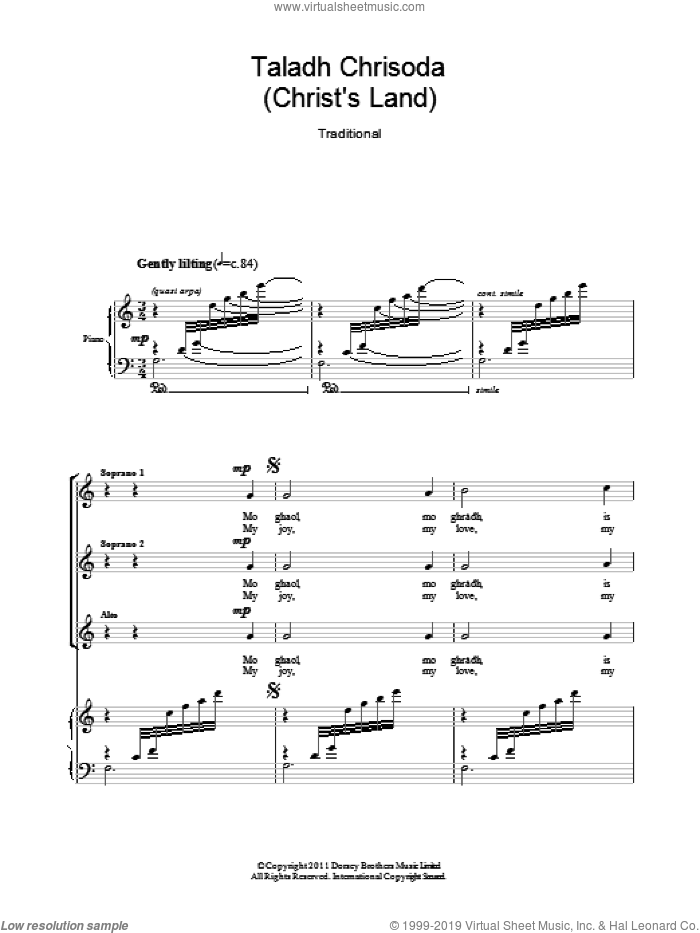Taladh Chrisoda (Christ's Land) sheet music for choir (SSA: soprano, alto), intermediate skill level