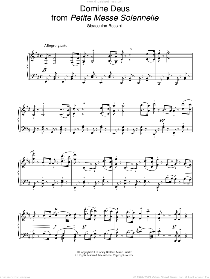Domine Deus sheet music for voice and piano by Andrea Bocelli and Gioacchino Rossini, classical score, intermediate skill level