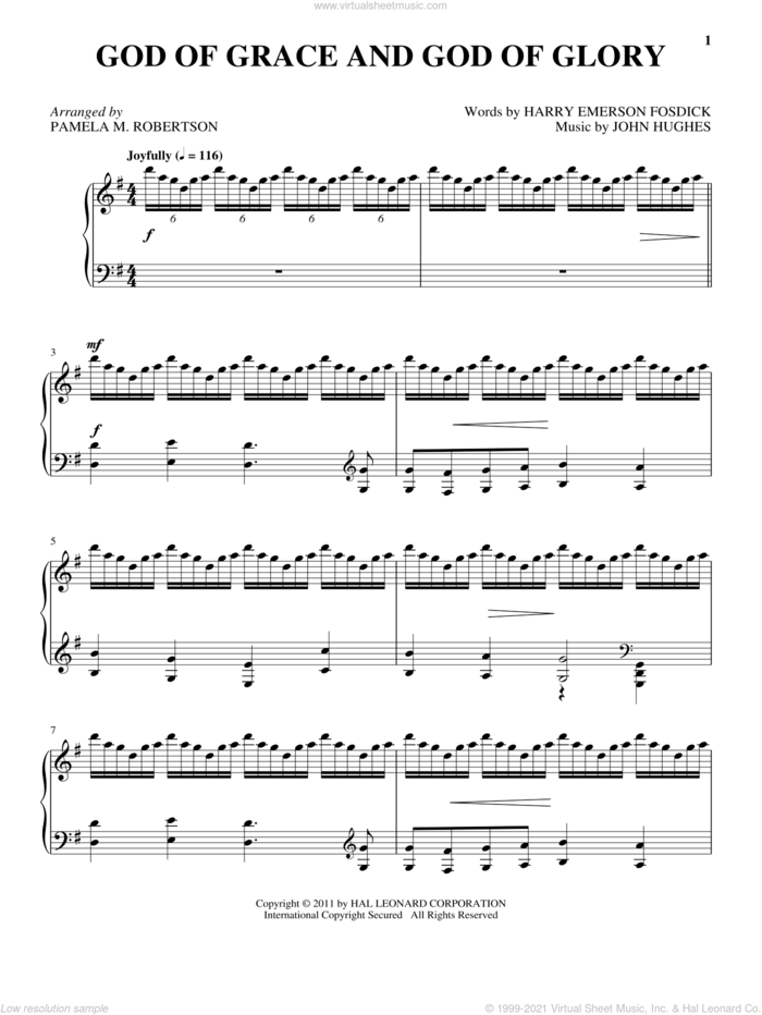 God Of Grace And God Of Glory sheet music for piano solo by John Hughes and Harry Emerson Fosdick, intermediate skill level