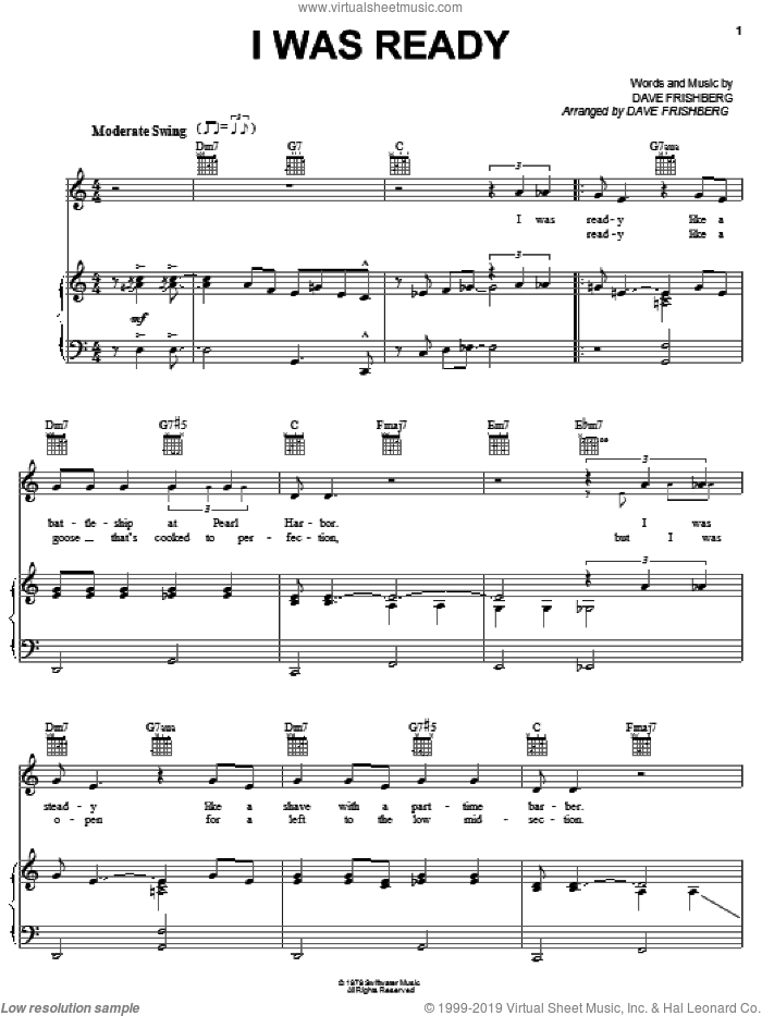 I Was Ready sheet music for voice, piano or guitar by Dave Frishberg, intermediate skill level