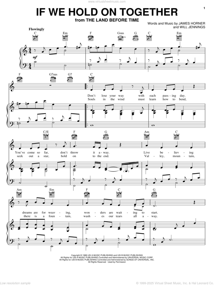 If We Hold On Together sheet music for voice, piano or guitar by Diana Ross, James Horner and Will Jennings, intermediate skill level