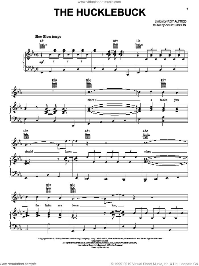 The Hucklebuck sheet music for voice, piano or guitar by Andy Gibson and Roy Alfred, intermediate skill level