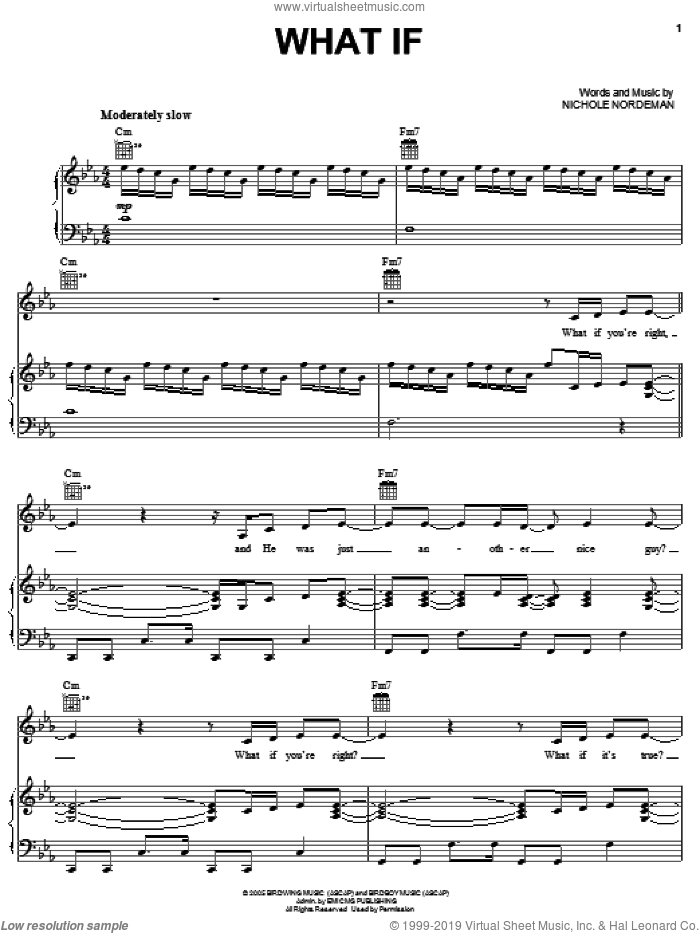 What If sheet music for voice, piano or guitar by Nichole Nordeman, intermediate skill level