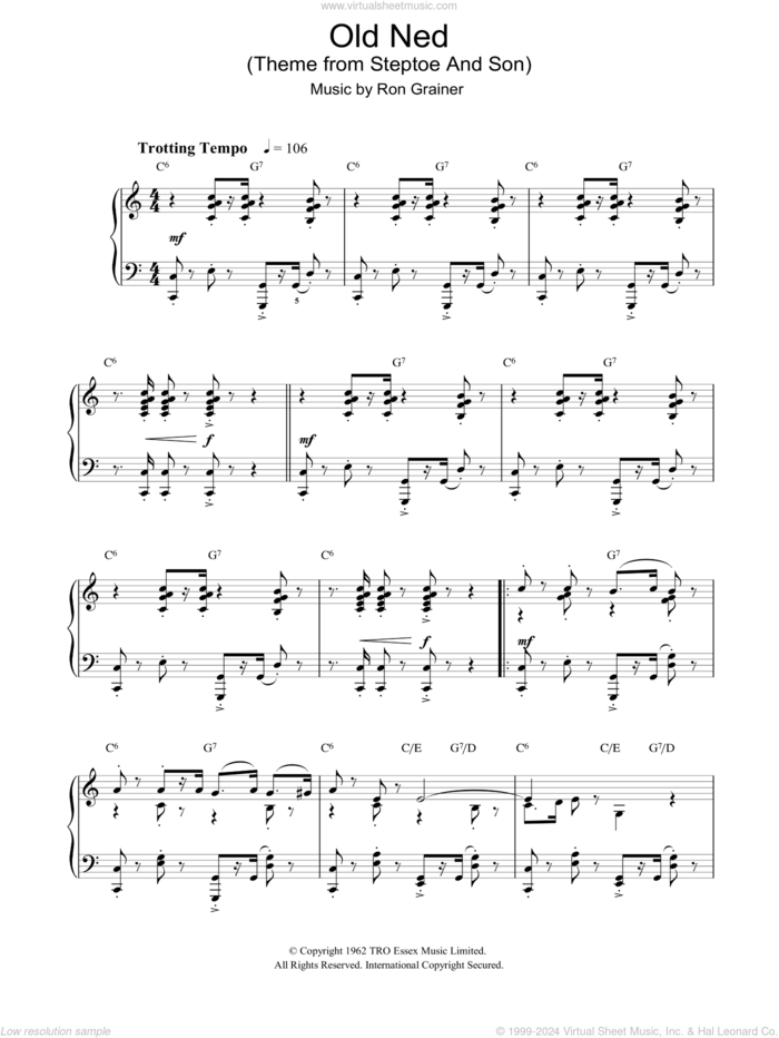 Old Ned (Theme from Steptoe And Son) sheet music for piano solo by Ron Grainer, intermediate skill level