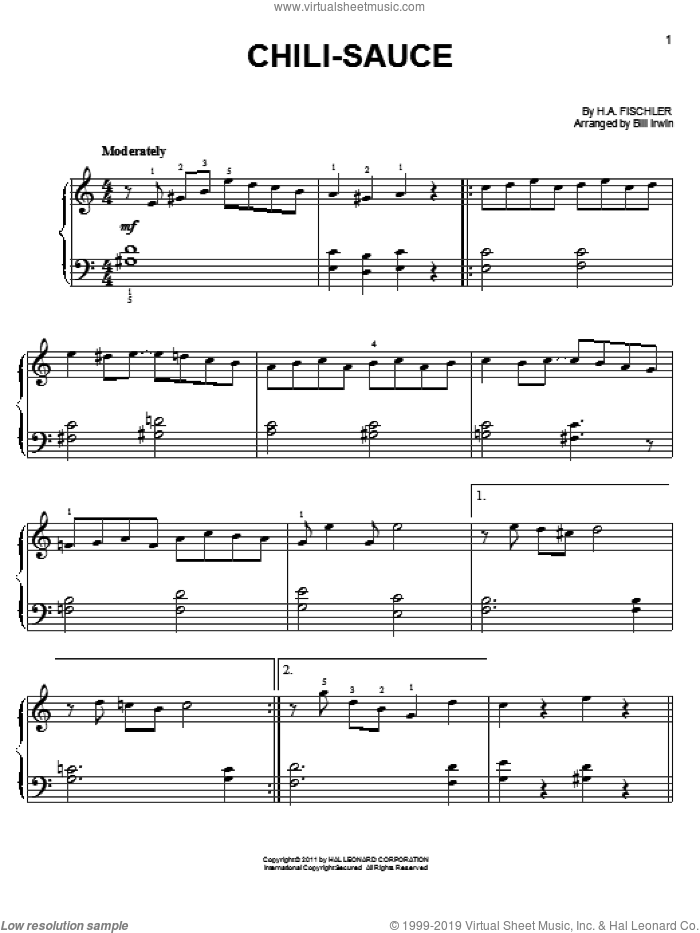Chili-Sauce sheet music for piano solo by H.A. Fischler, easy skill level