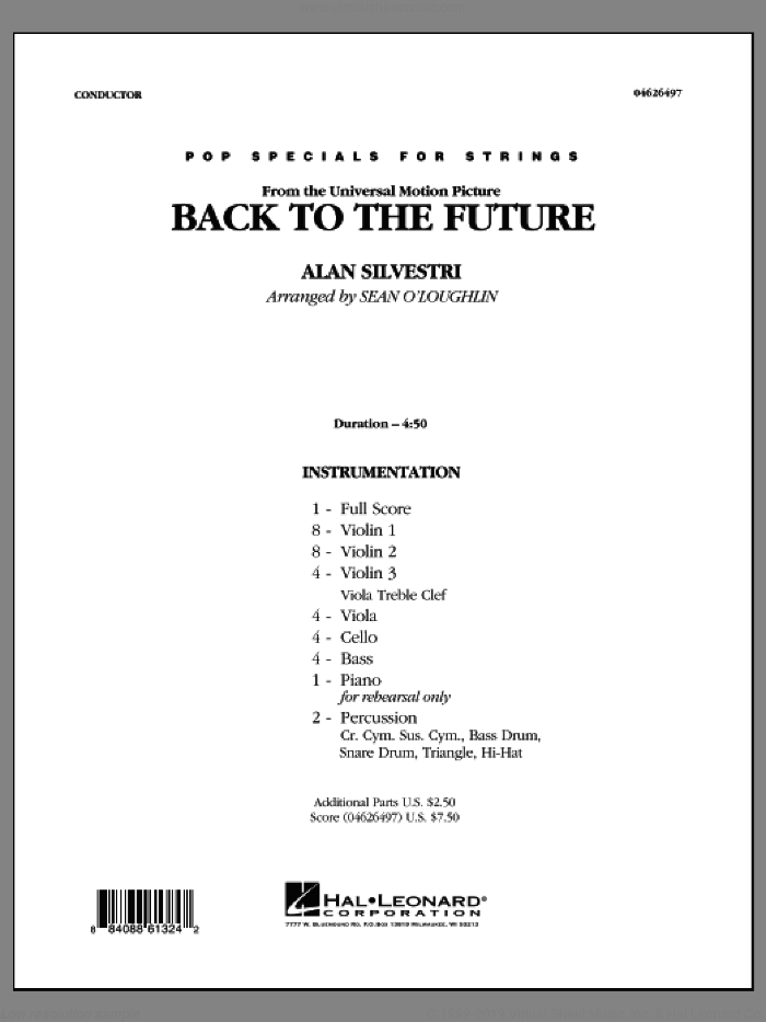 Back To The Future (COMPLETE) sheet music for orchestra by Alan Silvestri, intermediate skill level