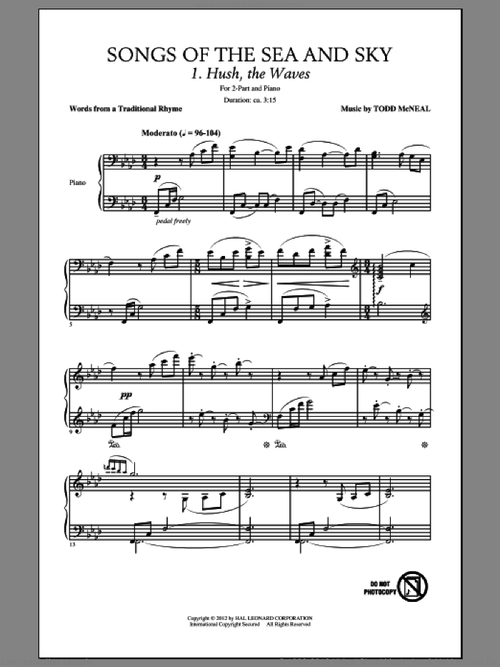 Songs Of The Sea And Sky sheet music for choir (2-Part) by Todd McNeal and Traditional Rhyme, intermediate duet