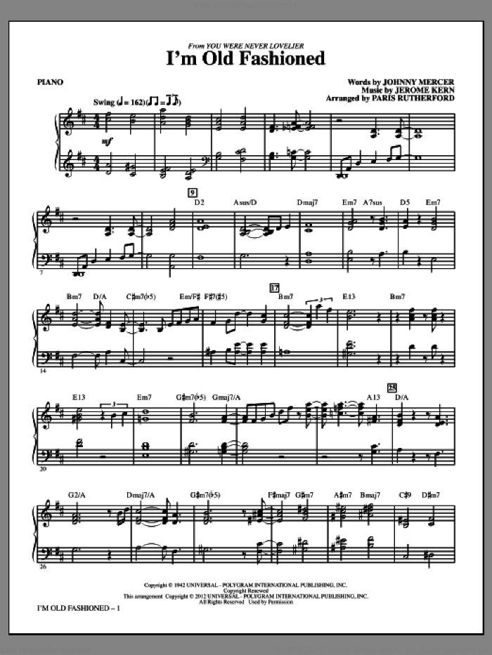 I'm Old Fashioned (complete set of parts) sheet music for orchestra/band (Rhythm) by Johnny Mercer, Jerome Kern and Paris Rutherford, intermediate skill level
