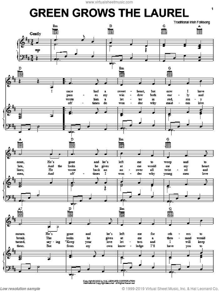 Green Grows The Laurel sheet music for voice, piano or guitar, intermediate skill level