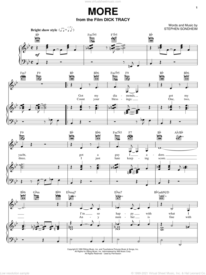 More sheet music for voice, piano or guitar by Madonna and Stephen Sondheim, intermediate skill level