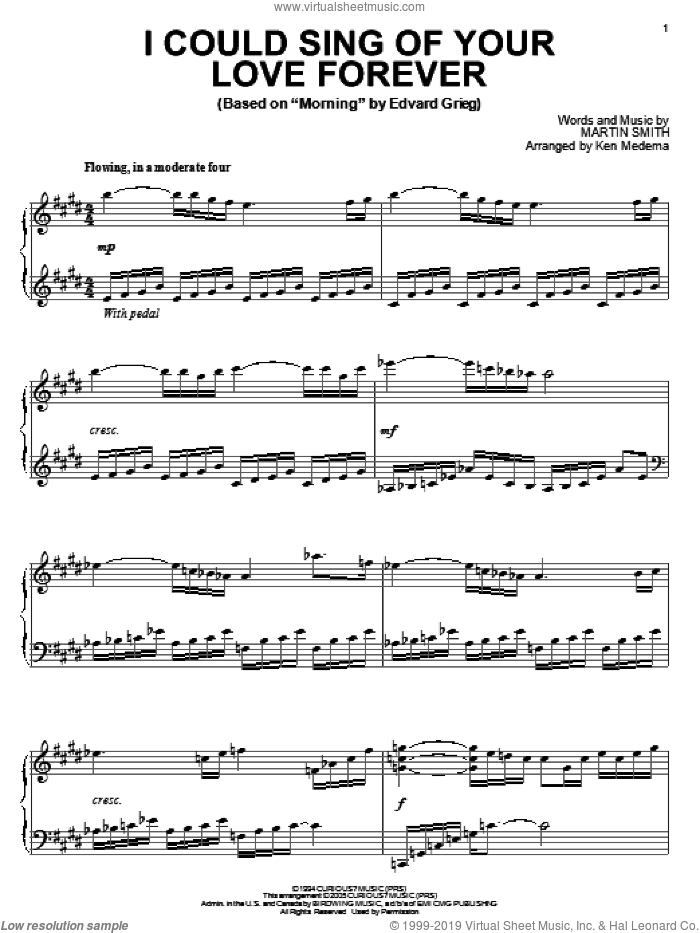 I Could Sing Of Your Love Forever sheet music for piano solo by Delirious?, Ken Medema, Passion Band and Martin Smith, intermediate skill level