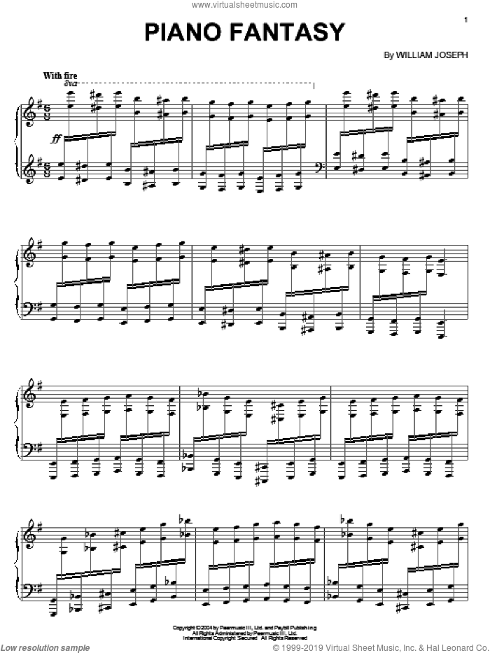 Piano Fantasy sheet music for piano solo by William Joseph, intermediate skill level