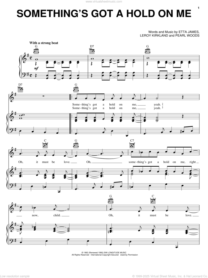 Something's Got A Hold On Me sheet music for voice, piano or guitar by Etta James, Leroy Kirkland and Pearl Woods, intermediate skill level