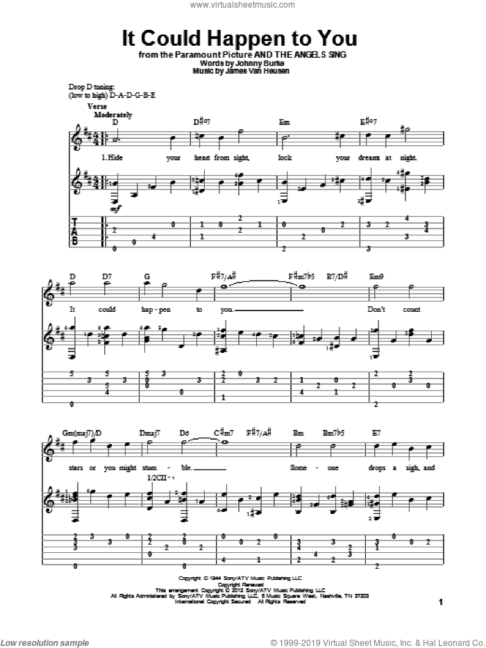 It Could Happen To You sheet music for guitar solo by June Christy, Jimmy van Heusen and John Burke, intermediate skill level