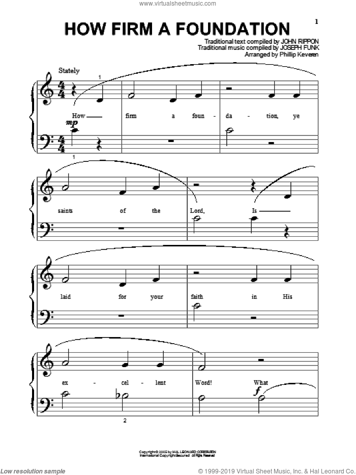How Firm A Foundation (arr. Phillip Keveren) sheet music for piano solo by John Rippon, Phillip Keveren and Joseph Funk, beginner skill level