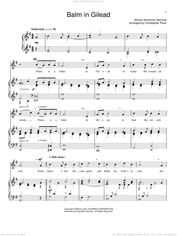 Balm In Gilead sheet music for voice and piano, intermediate skill level