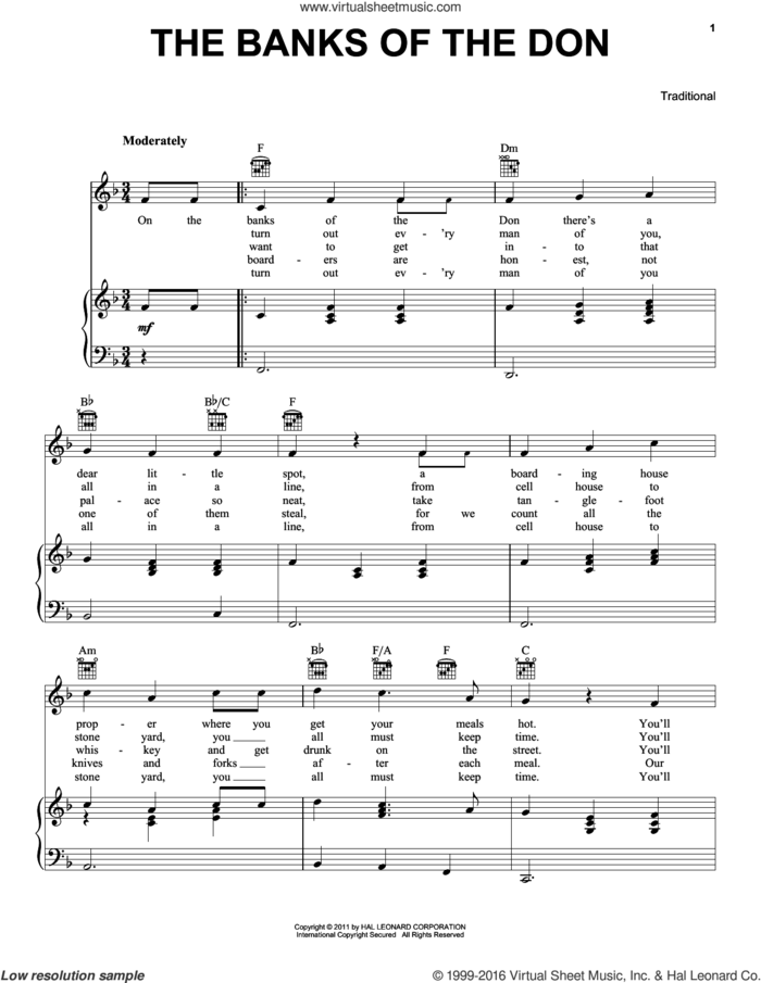 The Banks Of The Don sheet music for voice, piano or guitar, intermediate skill level
