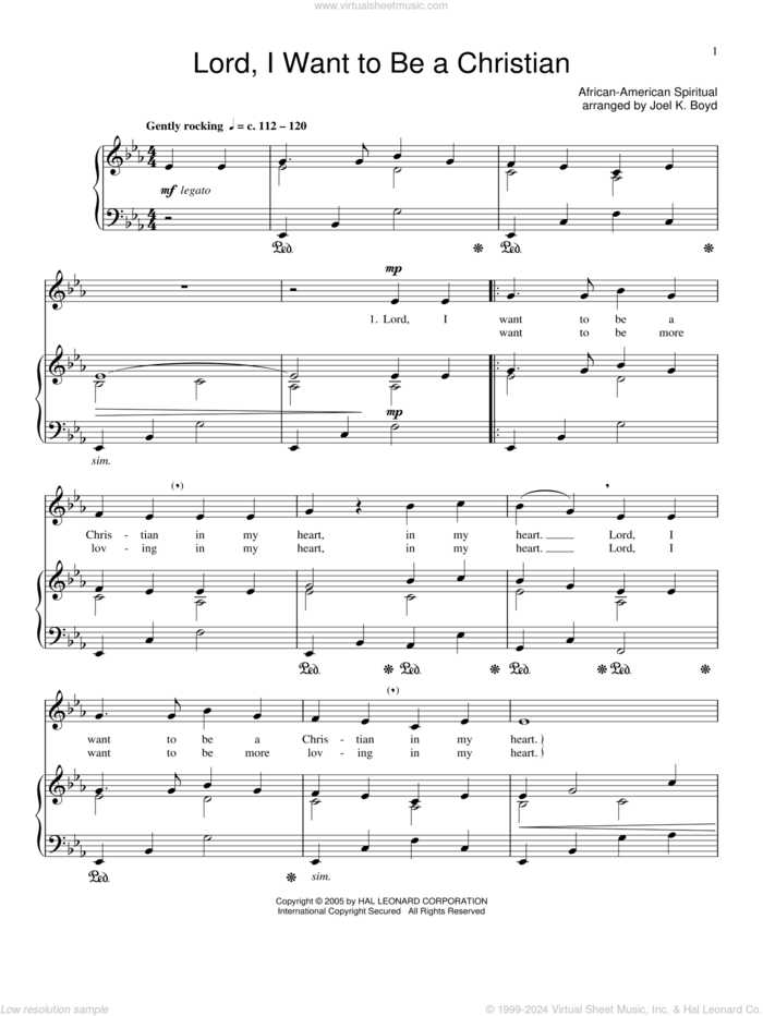 Lord, I Want To Be A Christian sheet music for voice and piano, classical score, intermediate skill level