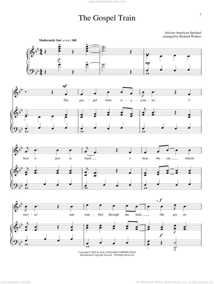 The Gospel Train sheet music for voice and piano, intermediate skill level