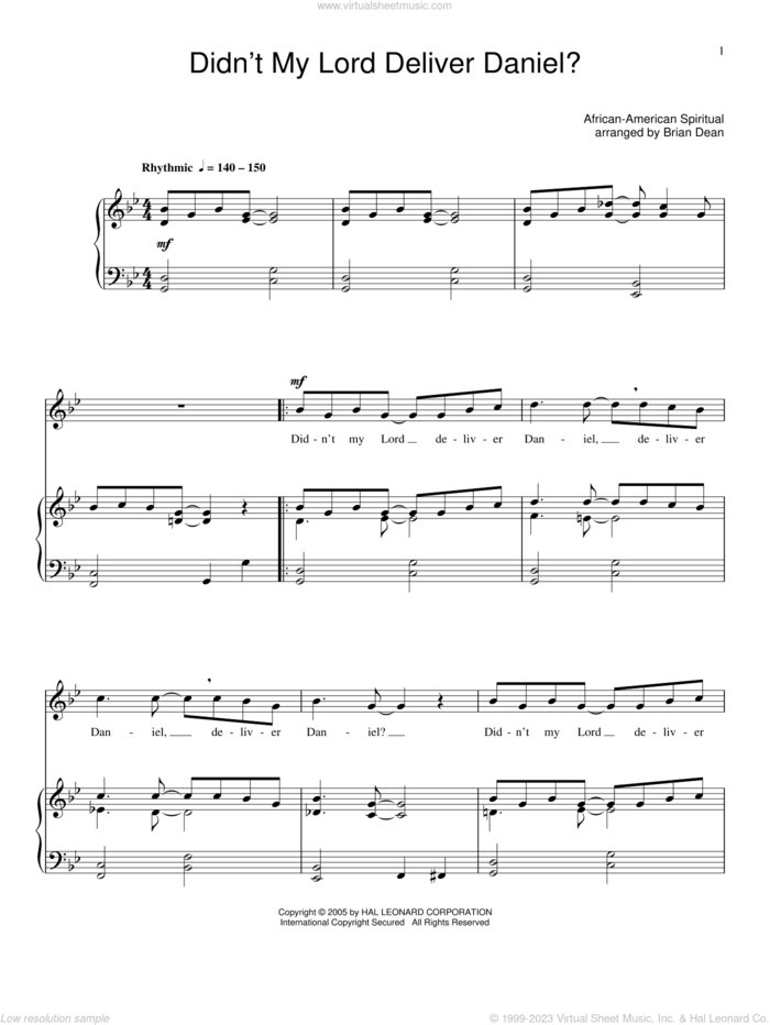 Didn't My Lord Deliver Daniel? sheet music for voice and piano, intermediate skill level