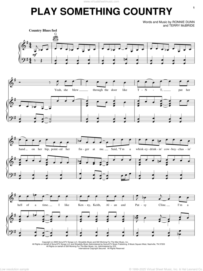 Play Something Country sheet music for voice, piano or guitar by Brooks & Dunn, Ronnie Dunn and Terry McBride, intermediate skill level