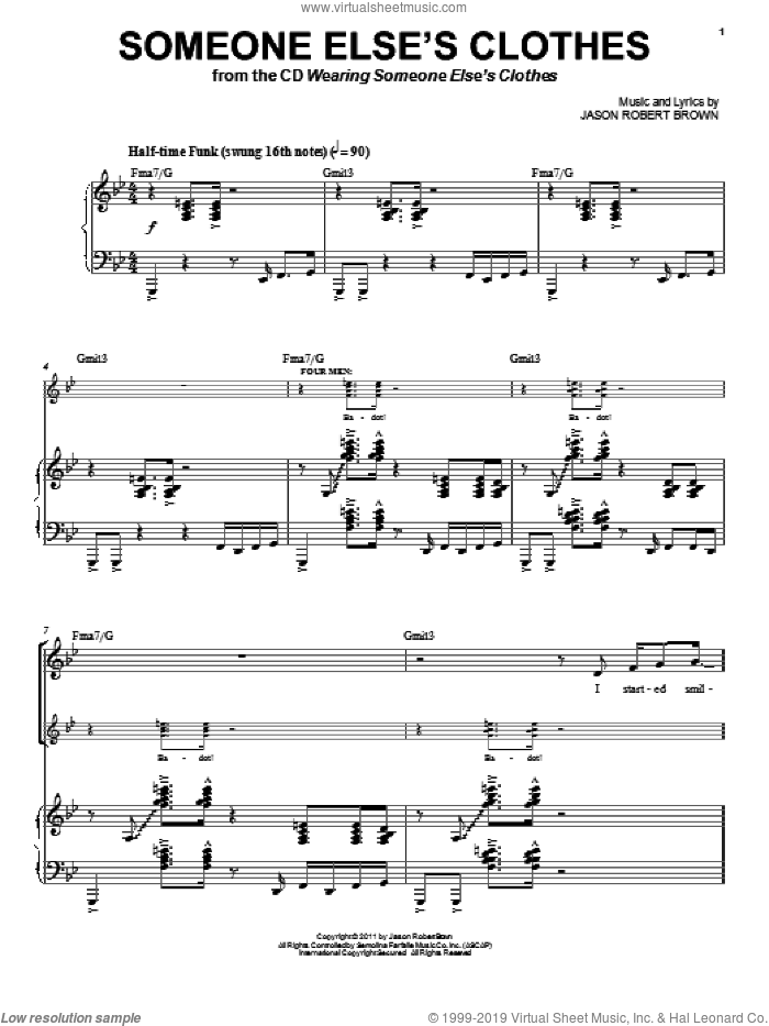 Someone Else's Clothes (from Wearing Someone Else's Clothes) sheet music for voice and piano by Jason Robert Brown, intermediate skill level