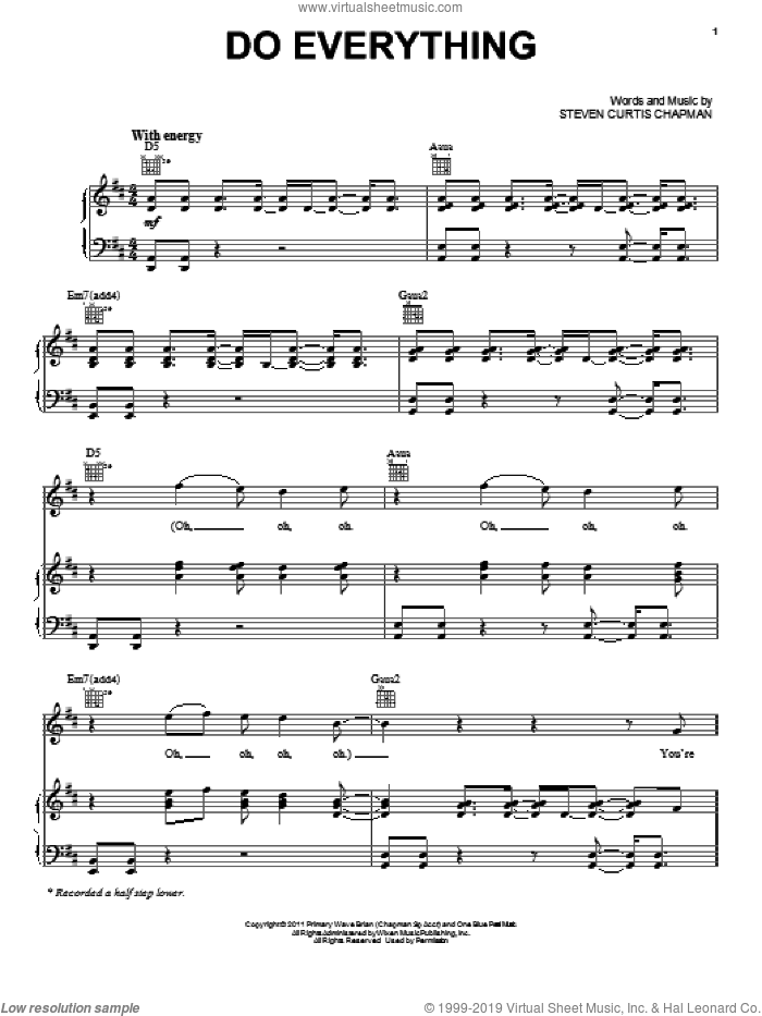 Do Everything sheet music for voice, piano or guitar by Steven Curtis Chapman, intermediate skill level