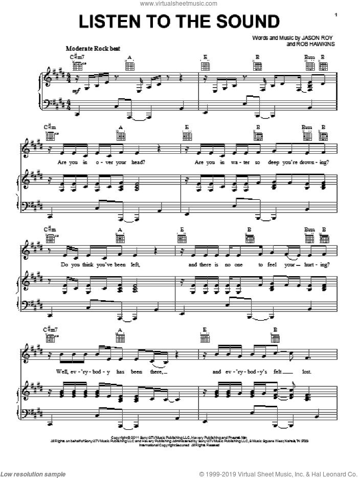 Listen To The Sound sheet music for voice, piano or guitar by Jason Roy and Rob Hawkins, intermediate skill level