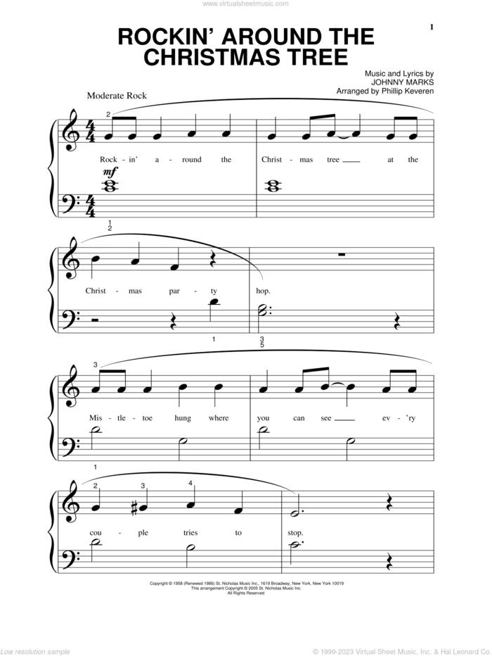 Rockin' Around The Christmas Tree (arr. Phillip Keveren) sheet music for piano solo (big note book) by Brenda Lee, Phillip Keveren, LeAnn Rimes and Johnny Marks, easy piano (big note book)