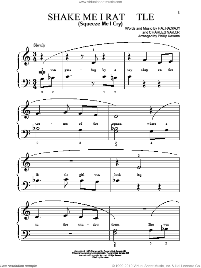 Shake Me I Rattle (Squeeze Me I Cry) (arr. Phillip Keveren) sheet music for piano solo (big note book) by Marion Worth, Phillip Keveren, Charles Naylor and Hal Clayton Hackady, easy piano (big note book)