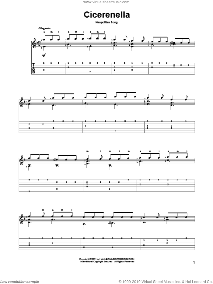 Cicerenella sheet music for guitar solo, classical score, intermediate skill level