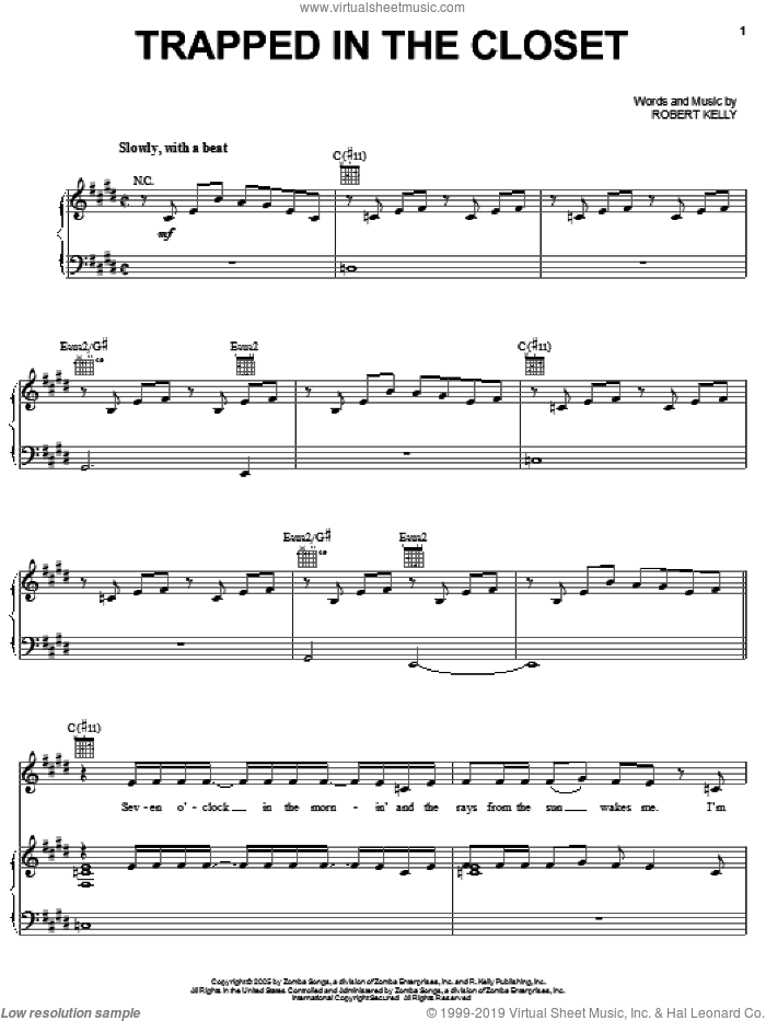 Trapped In The Closet sheet music for voice, piano or guitar by Robert Kelly, intermediate skill level