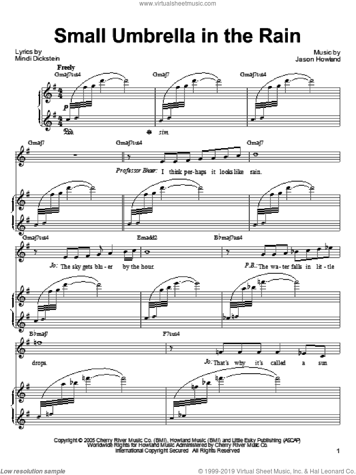 Small Umbrella In The Rain sheet music for voice, piano or guitar by Mindi Dickstein, Little Women (Musical) and Jason Howland, intermediate skill level