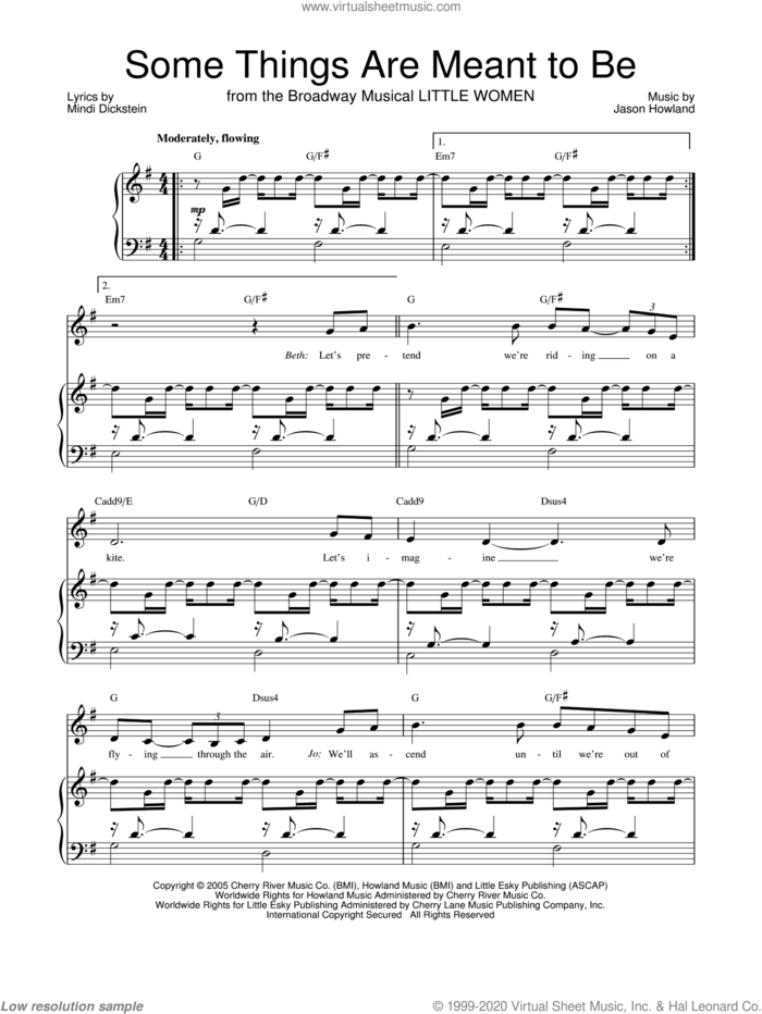 Some Things Are Meant To Be sheet music for voice, piano or guitar by Mindi Dickstein, Little Women (Musical) and Jason Howland, intermediate skill level