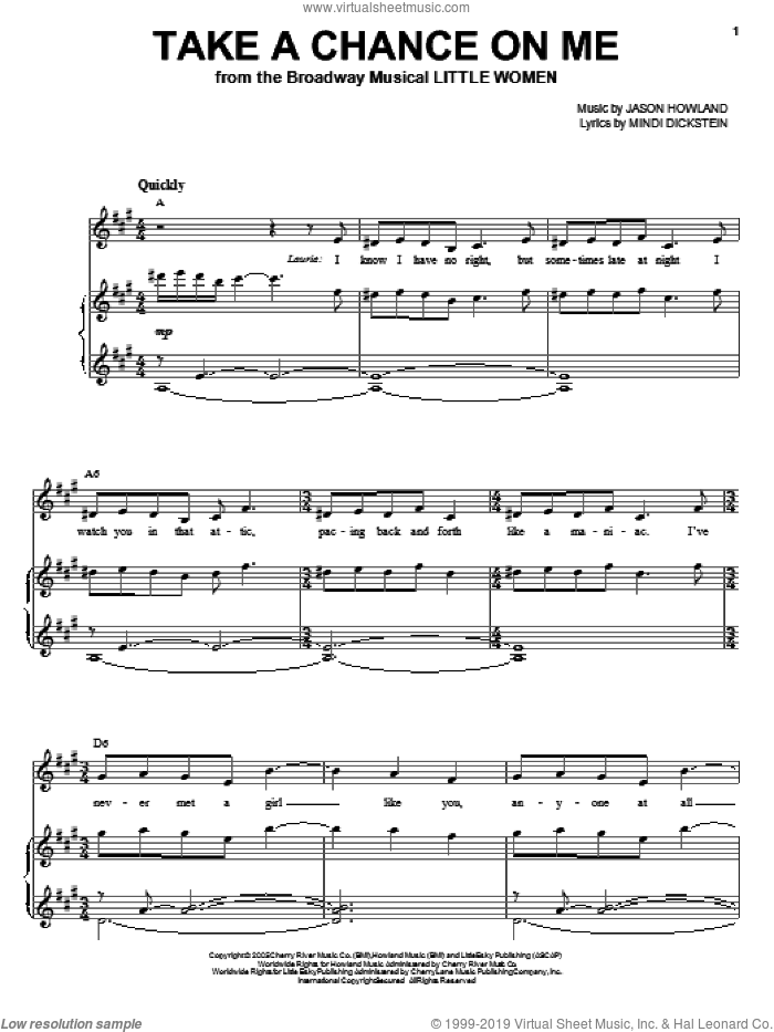Take A Chance On Me sheet music for voice, piano or guitar by Mindi Dickstein, Little Women (Musical) and Jason Howland, intermediate skill level