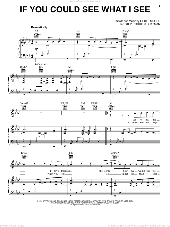 If You Could See What I See sheet music for voice, piano or guitar by Geoff Moore & The Distance and Geoff Moore, wedding score, intermediate skill level