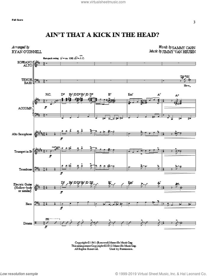 Ain't That A Kick In The Head? (complete set of parts) sheet music for orchestra/band by Sammy Cahn, Dean Martin and Jimmy Van Heusen, intermediate skill level