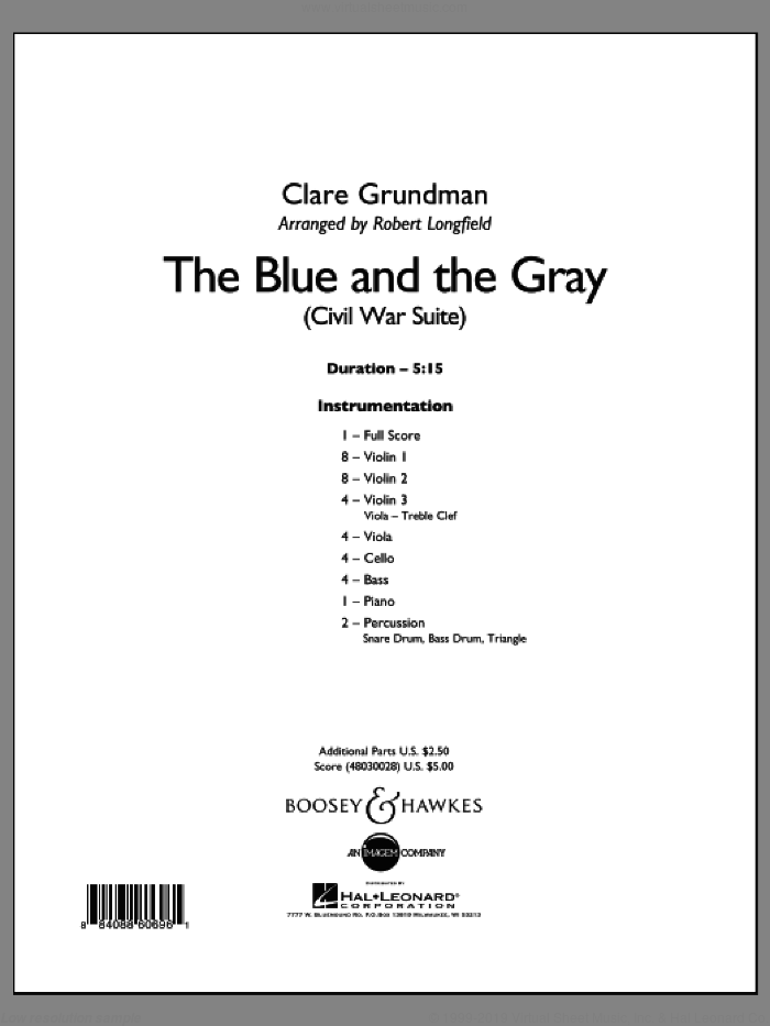 The Blue And The Gray (COMPLETE) sheet music for orchestra by Robert Longfield and Clare Grundman, classical score, intermediate skill level