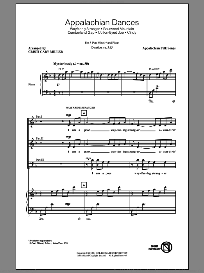 Appalachian Dances (Medley) sheet music for choir (3-Part Mixed) by Cristi Cary Miller, intermediate skill level