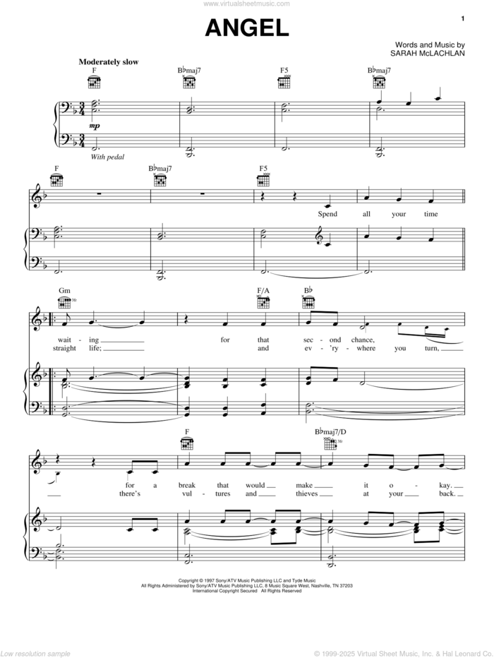 Angel sheet music for voice, piano or guitar by Jackie Evancho, intermediate skill level