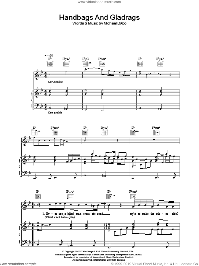 Handbags And Gladrags (theme from The Office) sheet music for voice, piano or guitar by Stereophonics, intermediate skill level
