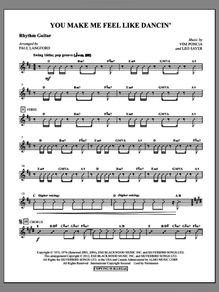 You Make Me Feel Like Dancing (complete set of parts) sheet music for orchestra/band by Paul Langford, Leo Sayer and Vini Poncia, intermediate skill level