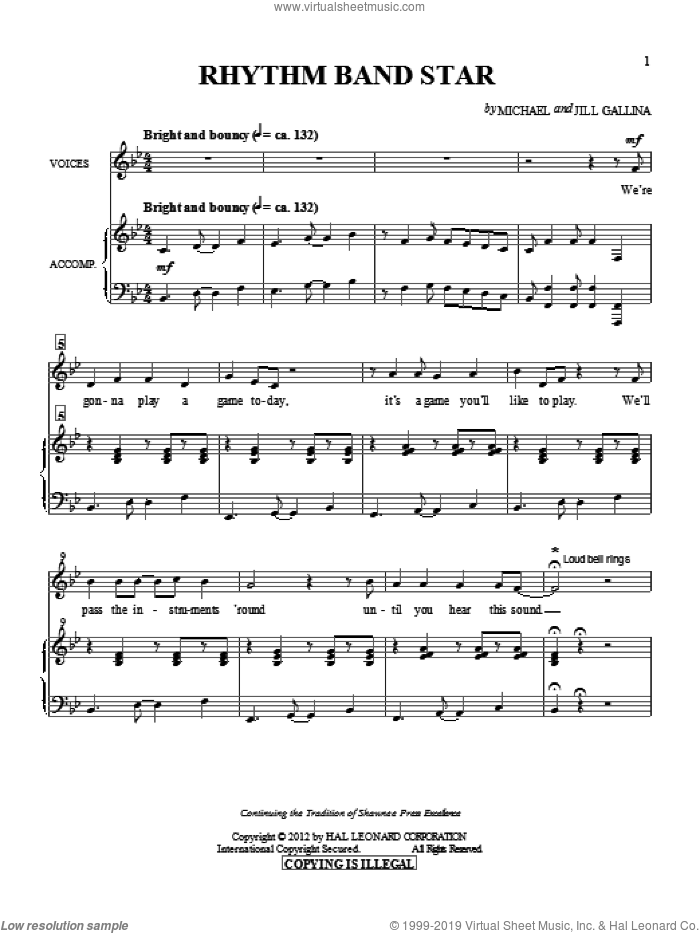 Rhythm Band Star sheet music for choir by Jill Gallina and Michael Gallina, intermediate skill level