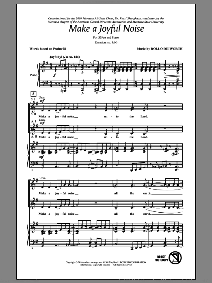 Make A Joyful Noise sheet music for choir (SSA: soprano, alto) by Rollo Dilworth, intermediate skill level