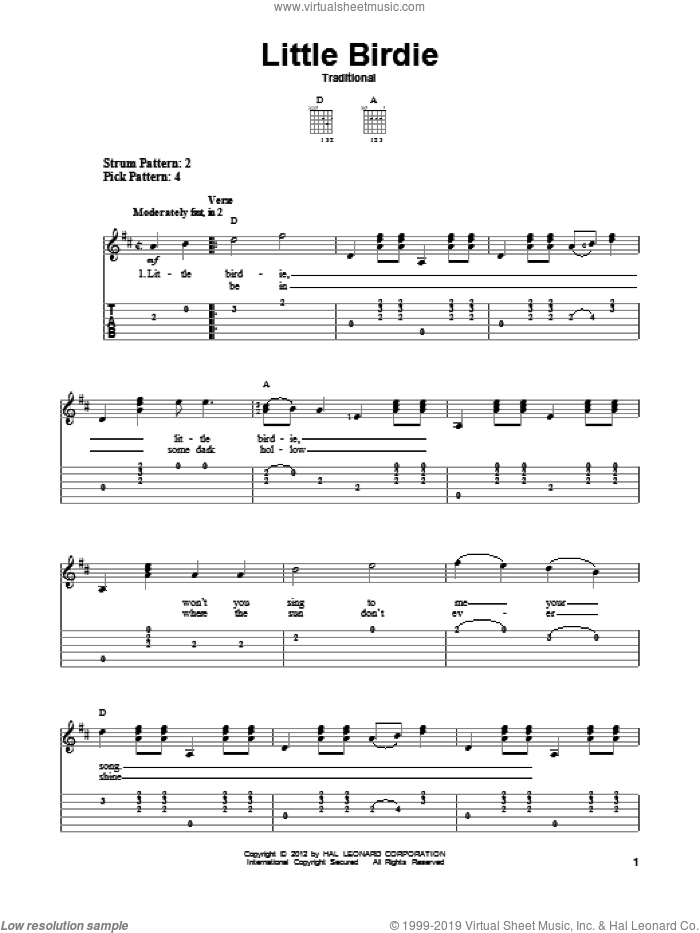 Little Birdie sheet music for guitar solo (easy tablature), easy guitar (easy tablature)
